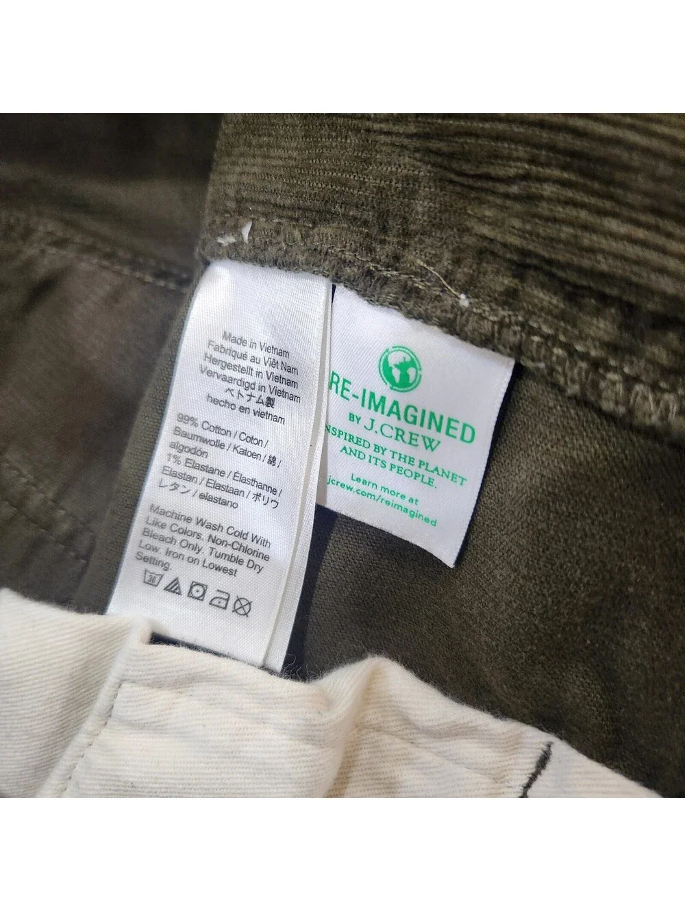 J.Crew 770 Straight Fit Corduroy Pants Men's 31x32 Olive Green Stretch